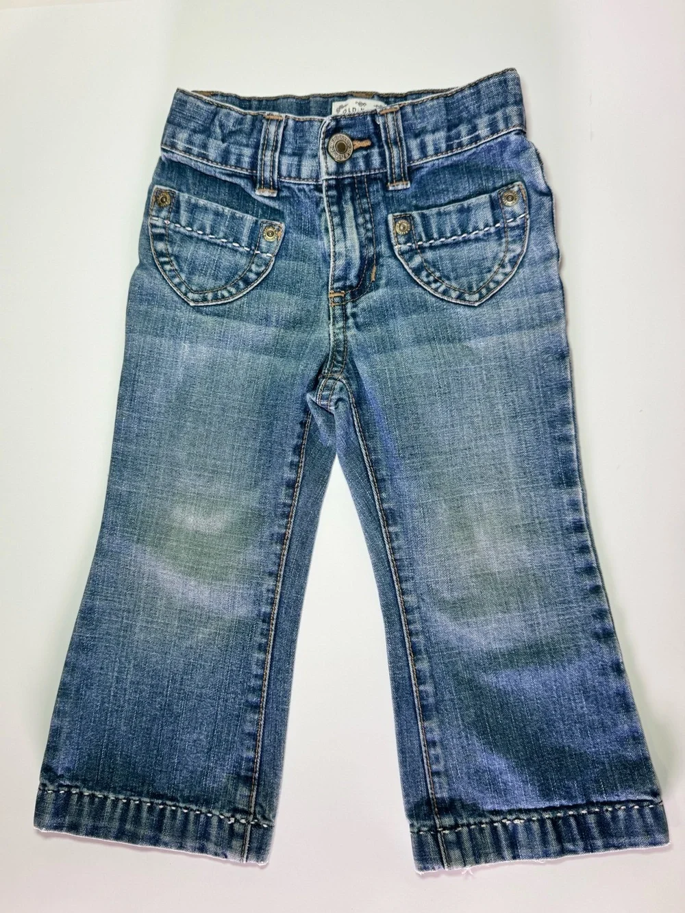 Vintage Y2K Old Navy Toddler Girl Heart Pocket Flare Jeans 2T